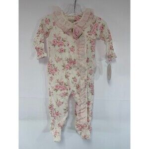 Miniclasix Bloomingdale’s Footed Romper Infant Size 9mo. Floral Ruffles NWT